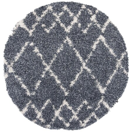 Safavieh 7 x 7 ft. Pro Lux Shag & Flokati Power Loomed Round Area Rug, Cream & Blue PLX434L-7R